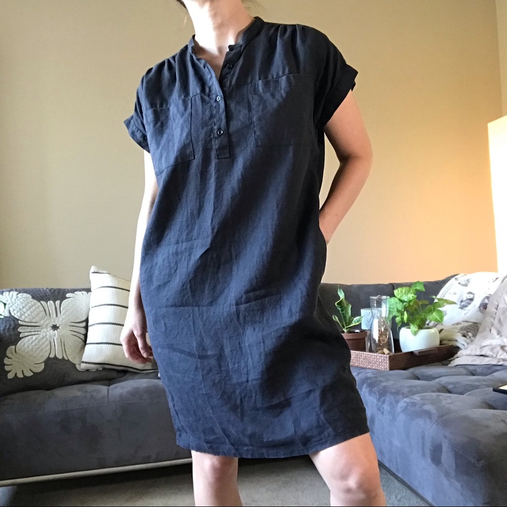 [ Steven Allen ] Linen navy blue/black dress